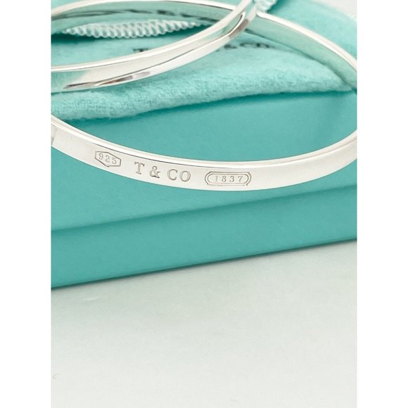 8" Large Tiffany & Co 1837 Double Interlocking Bangle Bracelet in Silver - Picture 5 of 8